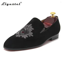 Zapatos casuales diseñador ligustel para hombres mocasines de gamuza de alta calidad vestido de boda de fiesta de fiesta de fiesta de alta calidad zapato negro talla 13