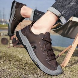 Casual schoenen Lihuamao Outdoor Work Wandelen voor mannen Sneaker Sport Vatte ademend mesh Comfort Leer