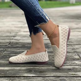 Zapatos informales, mocasines de otoño para mujer, tacón plano, punta cuadrada, zapatillas con agujeros, zapatos descalzos, mocasines de punto para mujer, trabajo 2024