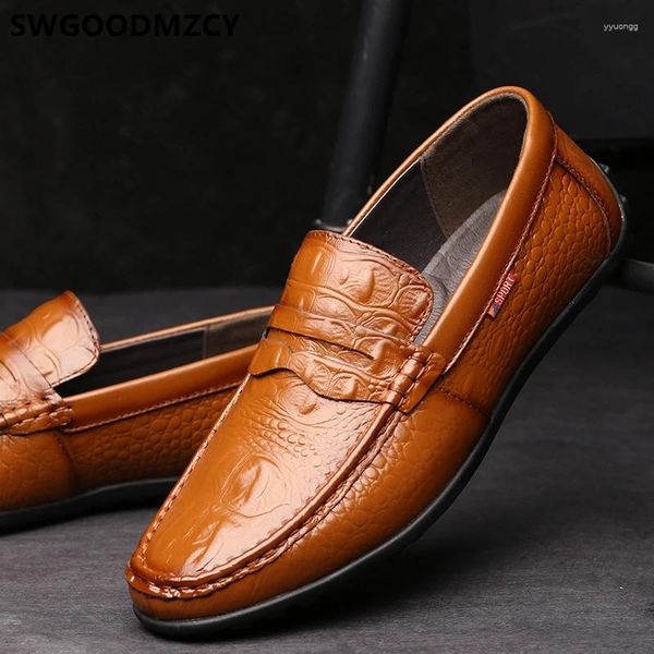 Chaussures décontractées Mocassins Crocodile Conduite Hommes Mode Sepatu Slip On Pria Chaussures Homme Luxe Soulier
