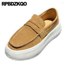 Zapatos informales mocasines Plataforma de tendencia de ascensor Slip On Designer Comfort Suede Calzado Creepers Luxury 2024 Men Fashion