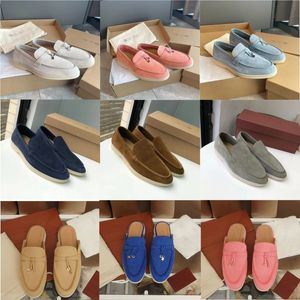 Casual schoenen Loafers plat lage top suede lederen oxfords mocassins zomer walk comfort loafer slip op loafer rubber zool flats loro piano maat 35-45