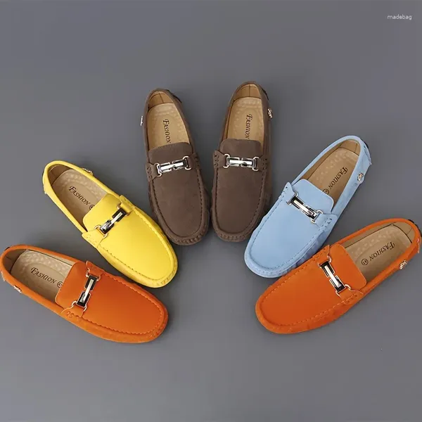 Zapatos informales mocasines para hombres Conducción de cuero Moda retro Docksides Boat Boat clásico Diseñador zapato plano de gran tamaño de gamuza