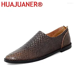 Casual schoenen Loafers Heren Zipper Crocodile Patroon Comfortabele Zomer Lichtgewicht Lederen mode -rijschoen