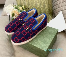 Casual schoenen loafers Muller dameslaarzen Horsebit getextureerde wol Loafer stoffen Rubber tussenzool Plat huis Dame geruit Tweed Wandelen