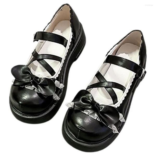 Zapatos casuales lolita girl arco japonés mujer vintage goma de goma para mujeres