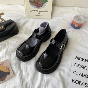 Zapatos informales Lolita Harajuku talla 35-40 mujeres japonesas E chica disfraces Cosplay plataforma gruesa estudiante negra Mary Jane