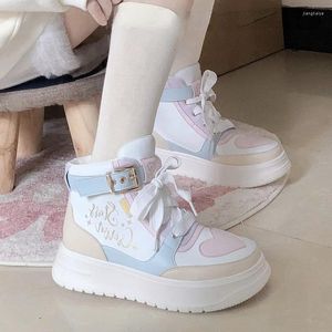 Chaussures décontractées Lolita Kawaii Femmes Plateforme Sneakers 2024 Printemps Summer Vintage Rose Blue Boots Corée Harajuku Designer Footwear