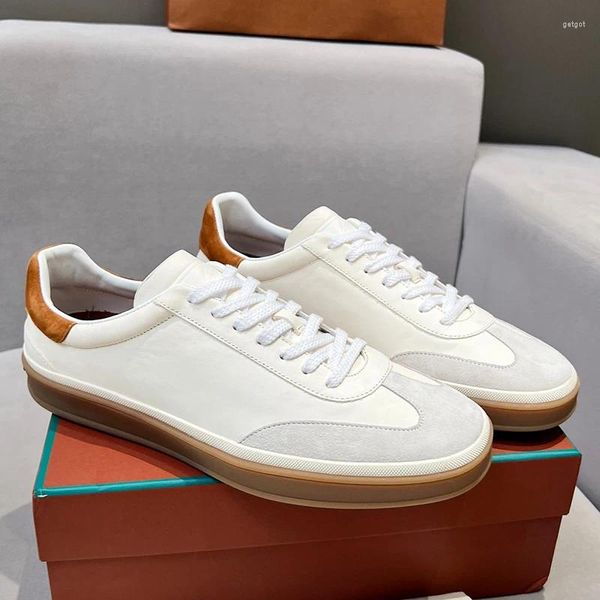 Chaussures décontractées LP Production en cuir de haute qualité Flat Men's White Retro German Training 2024 All Lace-Up Vulcanized