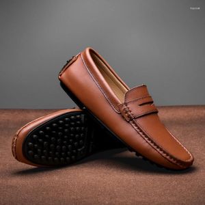 Chaussures décontractées Business Business Flats Mocasins causaux Slip sur la conduite pour les hommes plus taille 48 Muisseaux de mode Hentes en cuir authentiques