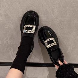 Casual Schoenen Luxe Kristallen Gesp Loafers Dames Lakleer Oxfords Traf Dikker Zolen Platform Flats Dames Lolita Boot Mocasines