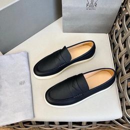 Chaussures décontractées Design de luxe Généhes en cuir Men de cuir BC Brand 2024 Muisseaux italiens respirants noirs de haute qualité 38-44