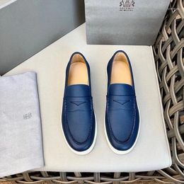 Chaussures décontractées Design de luxe Généhes en cuir Men de cuir BC Brand 2024 Muisseaux italiens Blue Blue Haute qualité Taille 38-44