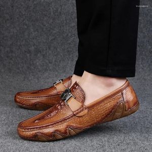 Chaussures décontractées de luxe en cuir véritable hommes motif Crocodile mocassin loisirs conduite mode Style britannique homme mocassins Zapatos Hombre