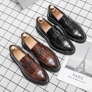 Casual schoenen luxe goederen Retro zakelijk leerkantoor Bruin comfortabele loafers zwarte jurk gentlmen pak siz37-44