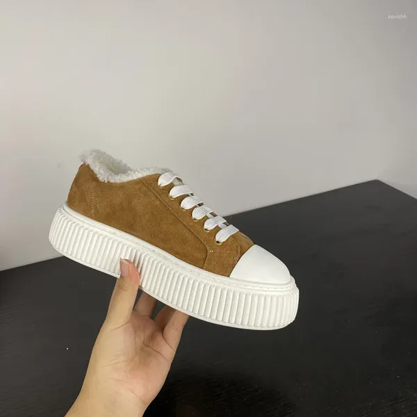 Chaussures décontractées luxe haut de gamme femmes Sneaker automne hiver daim laine confortable chaud concepteur Style plate-forme femme