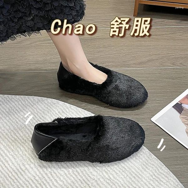 Chaussures décontractées LUXURIE LAMBWOOL MOCCASINS FEMME COTTON D'HIVER FEMMES CHAUDES CHAUDS PLUS