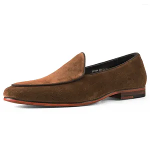 Chaussures décontractées mocassins de luxe pour hommes en daim cuir Penny mocassins à enfiler marron homme chaussure bureau robe de mariée été