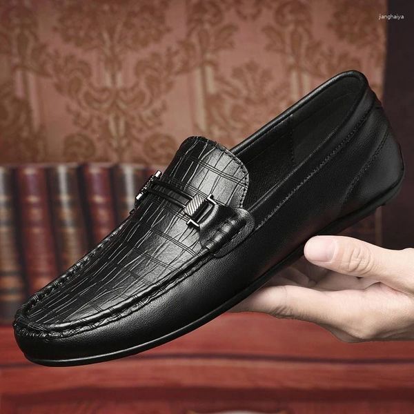 Chaussures décontractées Locons de luxe pour hommes Véritable en cuir Slip-on Lofer Hommes conduisant à plat moocasines Hombre 2024 robe