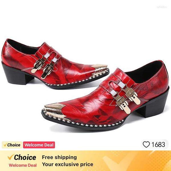 Chaussures décontractées Rouge de luxe Cuir authentique pour hommes avec mots de moelle