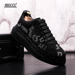 Casual schoenen Luxe Rhinestone Designer Designer Punk Sneakers Hip Hop Male platform Flats Zapatillas HOMBRE A6