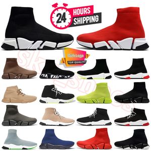 Zapatos casuales Zapatillas de deporte de lujo 1.0 Calcetín Hombres Botas Slip-On Triple-S Negro Blanco Rojo Plataforma Mocasines Suela plana Botines de diseñador de punto brillante Speed 2.0 Mujeres Dhgate