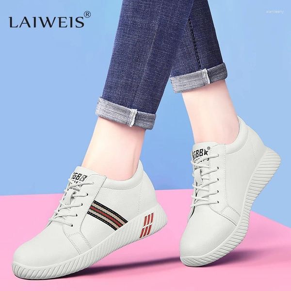 Chaussures décontractées luxe printemps blanc cuir baskets femmes rayures Golf à lacets Tenis Feminino chaussures plates pour femme femme fantaisie coin