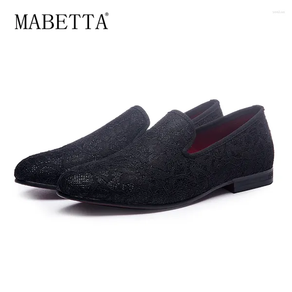 Chaussures décontractées Mabetta Men's Lace Cousage de coton tissu coton Homme fait à la main robe de style simple et gentleman mode