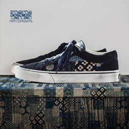 Zapatos casuales enejan japoneses de impresión retro para hombres marcas de diseñador antiguo tablero de telas bajas amantes mujeres mujeres