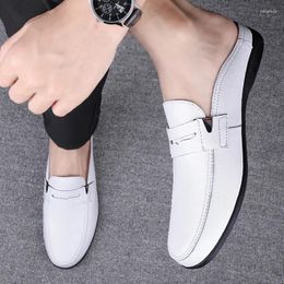 Casual Shoes Man Brand Summer Fashion Social Half Shoe Male Breathable Comfortable Backless Loafer Slippers Flat Heel