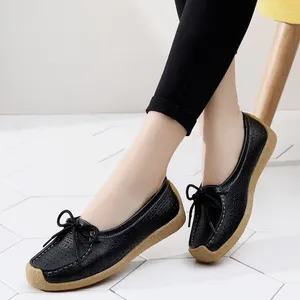 Zapatos informales Maogu mocasines planos de cuero, zapatos de costura para mujer, mocasines poco profundos, calzado para mujer, zapatos femeninos 2024