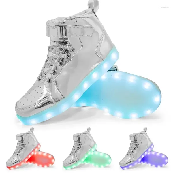 Chaussures décontractées maogu femmes mâles chargement hauts baskets brillantes enfants enfants rechargeables shuffle danse chaussure taille 25-46 hommes LED LUMINENT