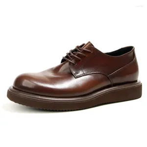 Casual schoenen volwassen mannen echt leer ronde neus formele jurk Derby bruidegom Elegent glanzende bruiloft Oxfords