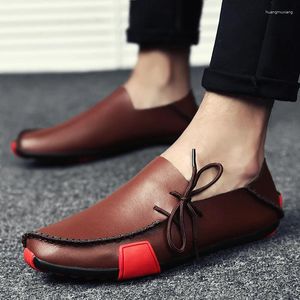 Zapatos informales Mazefeng 2024, mocasines de cuero para hombre, mocasines hechos a mano a la moda, zapatos náuticos suaves sin cordones para hombre, talla grande 38-47