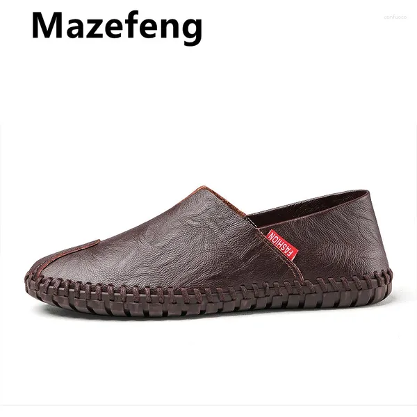 Chaussures décontractées Mazefeng Brand Men Loafers printemps été doux et en cuir authentique Business Mocasins Breatch Slip on Driving Shoe