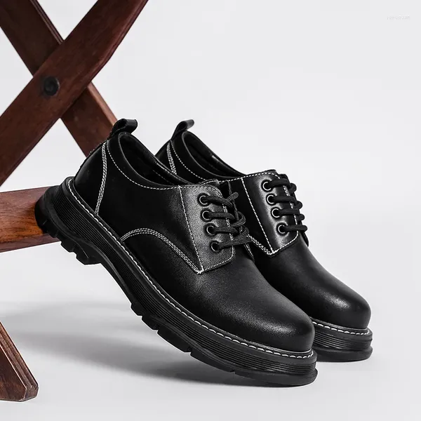 Zapatos casuales hombres 2024 Autumn Fashion Black Comunor Flat Male Office Office de cuero genuino Zapatos Hombre