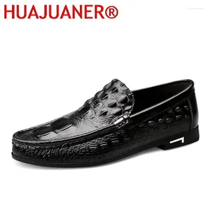 Chaussures décontractées hommes Black Robes Locs Crocodile Modèle de haute qualité-Slip-Oons Business Élégant Formal masculin Flats d'été Moccasins