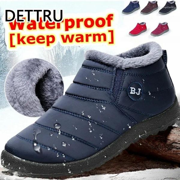Chaussures décontractées hommes bottes hiver léger pour les chaussures d'étanchéité de neige plus taille 47 Slip on unisexe cheville