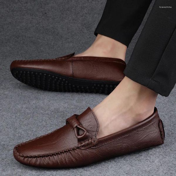 Chaussures décontractées hommes marque été mocassins en cuir mocassins confortable robe de soirée bateau hommes sans lacet homme d'affaires