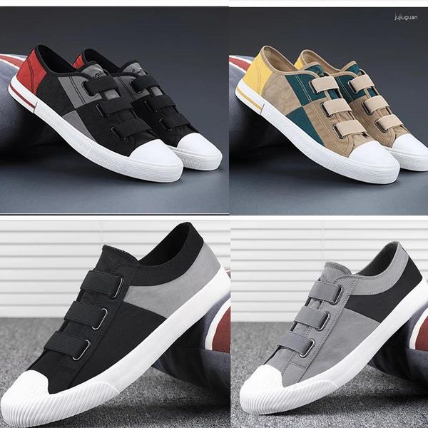 Zapatos casuales hombres stap de hebilla zapatillas de zapatillas machas mezcladas lienzo de verano shoe standers calzado negro banda elástica 38-44