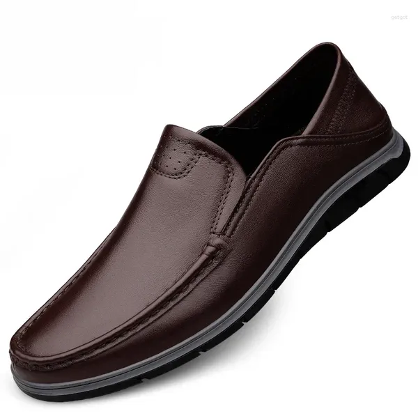 Zapatos casuales hombres negocios diseñadores de cuero genuino formales para el trabajo de oficina simple