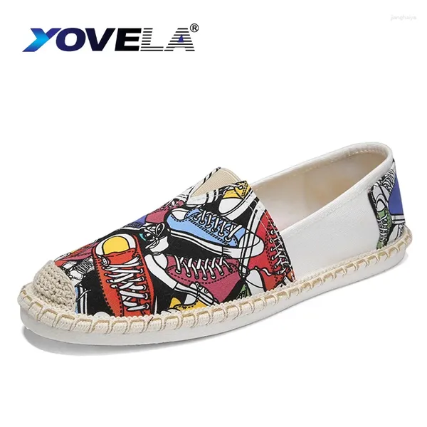 Chaussures décontractées hommes toile de la personnalité de la mode et des mocassins de dessins animés vulcanize d'été non glissé homme plat oxford slip on tissu 44