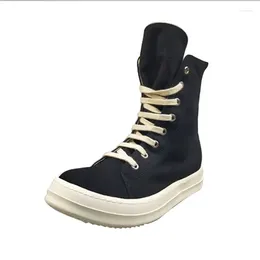 Chaussures décontractées Men Canvas High Luxury Trainers Lace-Up Zip printemps mâles Basic Basic Boots Brand Flats