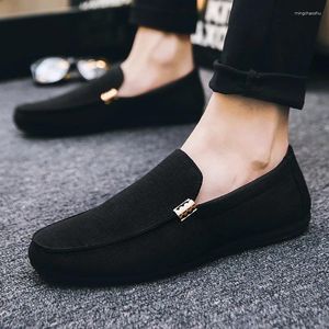 Casual Schoenen Heren Canvas Slip-On Mode Loafers Voor Mannelijke Luxe Jurk Rijden Formele Bruiloft Flats Plus Size