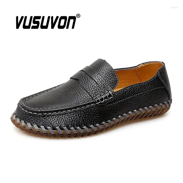 Chaussures décontractées Men de vache modes en cuir slip-on rond des garçons