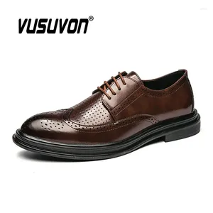 Zapatos informales para hombre, vestido Derby a la moda, mocasines Oxford Brogue clásicos, calzado de negocios informal negro para fiesta, talla grande 37-46