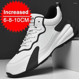 Zapatos casuales Men Elevator Aumento de zapatillas de deporte negro Ocio escondido Hidden Inner Highing 6/8cm Plataforma Calzado masculino