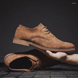 Chaussures décontractées hommes Angleterre tendance mâle daim oxford mariage robe en cuir