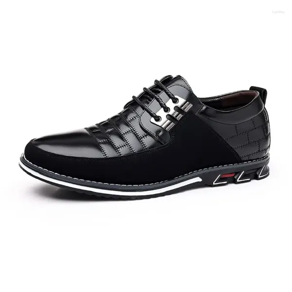 Chaussures décontractées Hommes Design de mode classique PU cuir noir noir respirant business lace-up plus taille