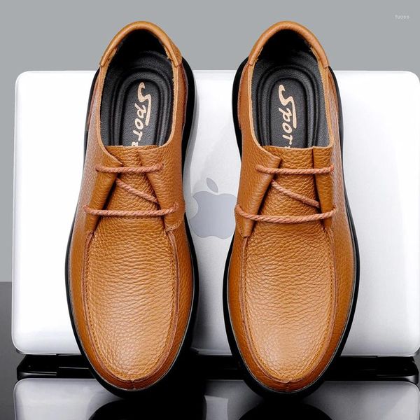 Chaussures décontractées hommes première couche Cowhide Fashion Male Male Vérite en cuir authentique MOOCHASINS MOCCASINS HAUPPRE CONSEIL COSIDE CONDUCTION